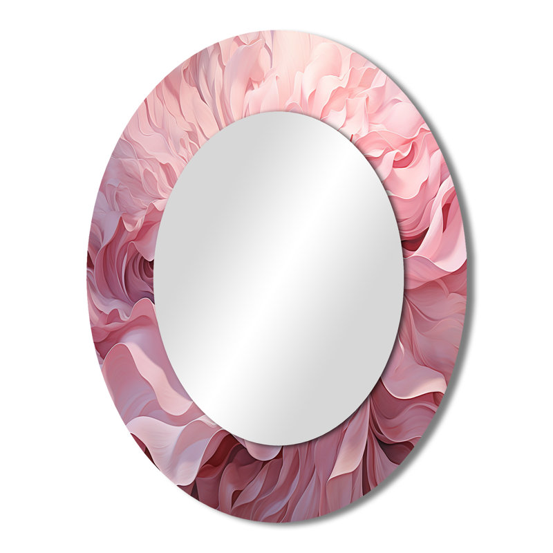 Décoration de miroir rose tendre en spirale - miroir ovale rose, 43 po x 33 po