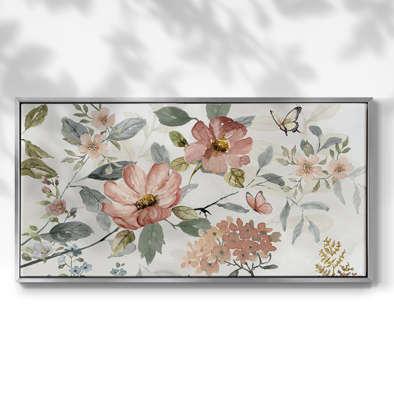 Summer Promise - Toile tendue avec châssis tendue, prête à être accrochée, H 25 po x l 49 po, Argent argent