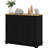 Distressed Black Office Cabinet - Solid Wood Countertop, 3 Drawers, Doors, Adjustable Shelf Workspace Organization Balcony