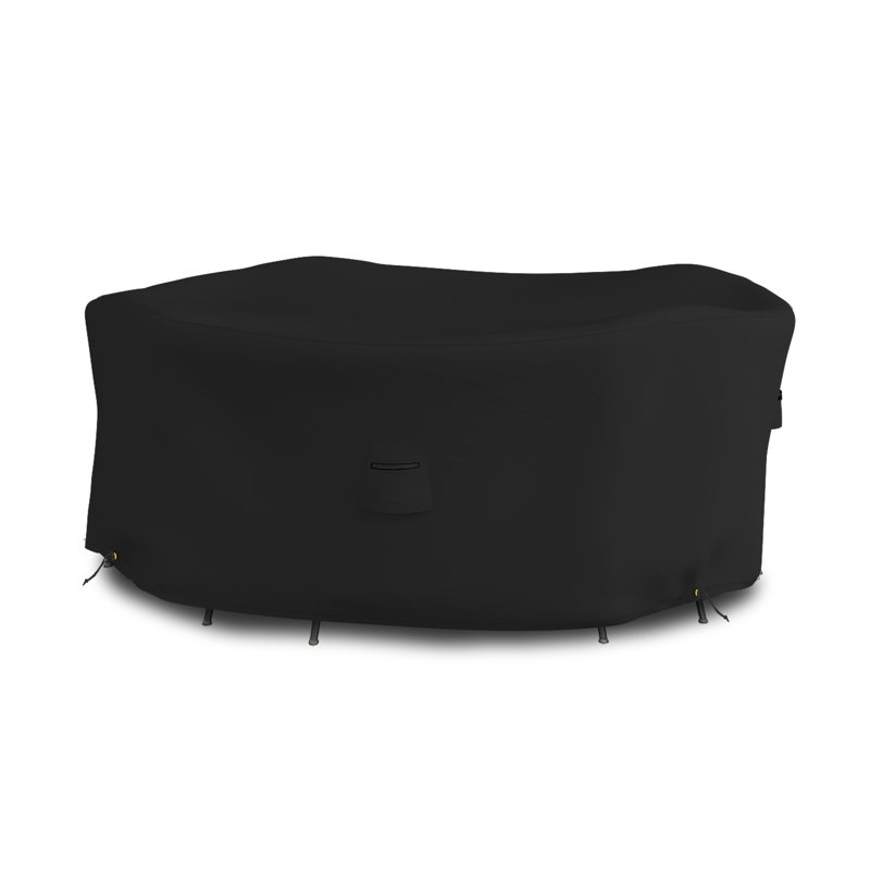 High Density Multipurpose Waterproof Outdoor Round Dining Table & Chair Set Cover with Umbrella Hole, 23" H x 70" W, PVC