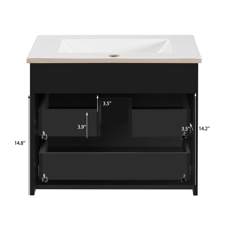 Meuble-lavabo simple 24 po avec lavabo, Noir