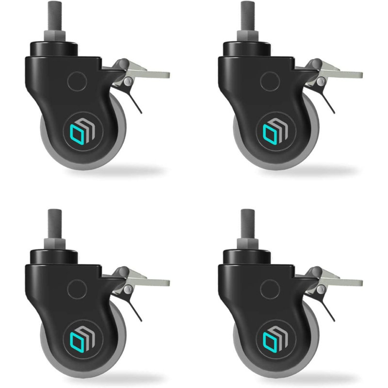 Black 3-Inch Heavy Duty Locking Caster Wheels Set of 4