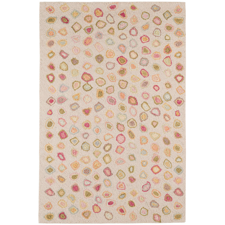 Cat's Paw Abstract Hand Hooked Wool Pastel Area Rug