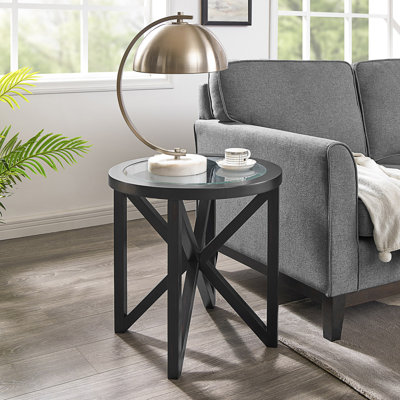 Table basse ronde moderne, plateau supérieur en verre trempé, table centrale