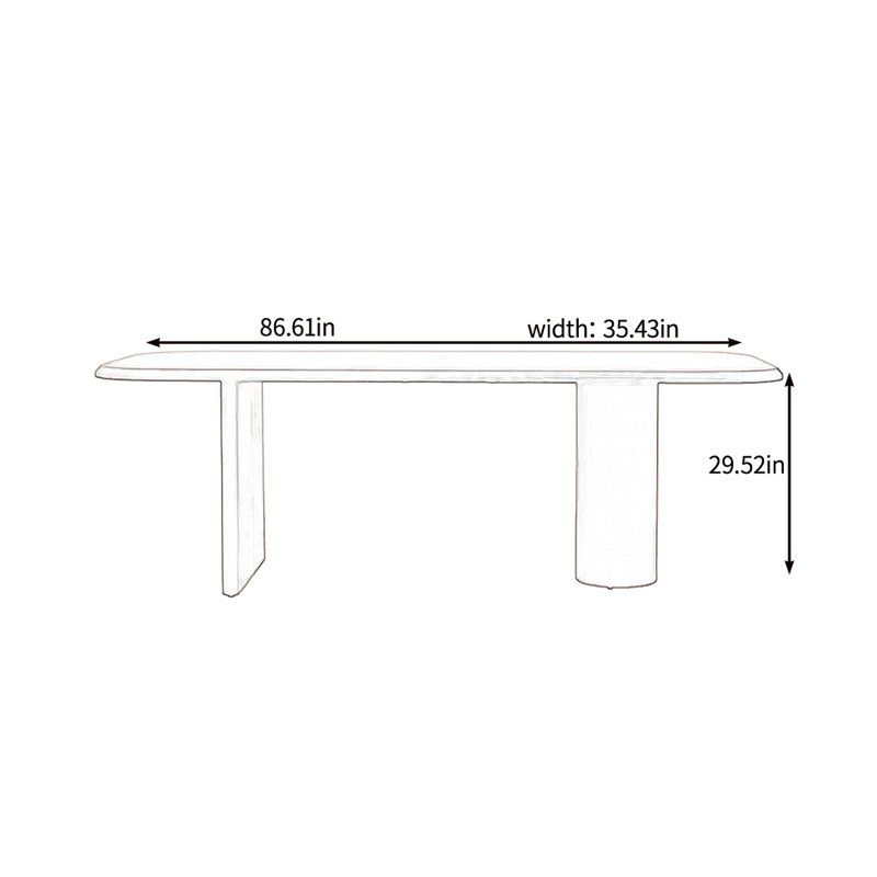 Table de salle à manger en bois massif durable, H 29,52 po x L 86,61 po x l 35,43 po
