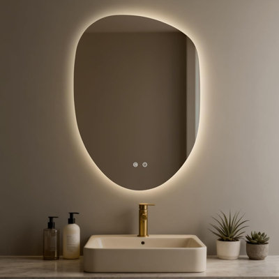 Miroir de salle de bain DEL 23 po x 32 po - Miroir de courtoisie éclairé avec antibuée, éclairage à intensité variable en 3 couleurs, montage horizontal ou vertical