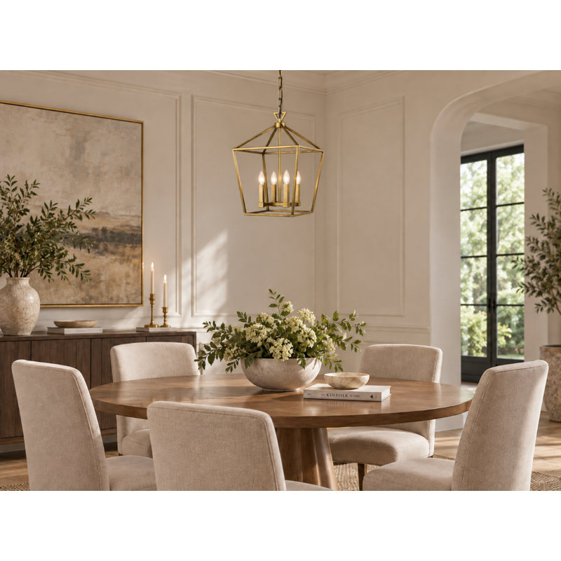 4-Light Gold Metal Chandelier