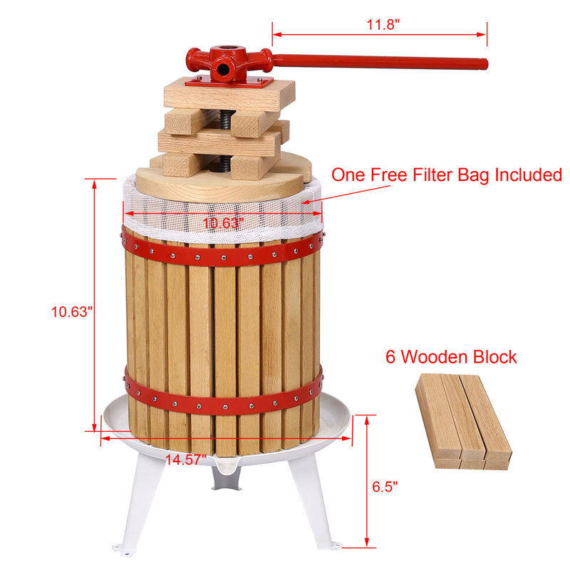Fruit Wine Press-3.17 Gallon/12L, 23.5" H x 15" W x 15" D