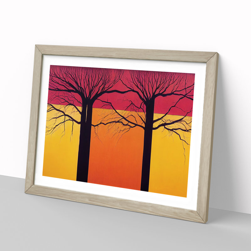 Excellent Abstract Trees - Framed Print, 46cm H x 64cm W x 2cm D, Oak
