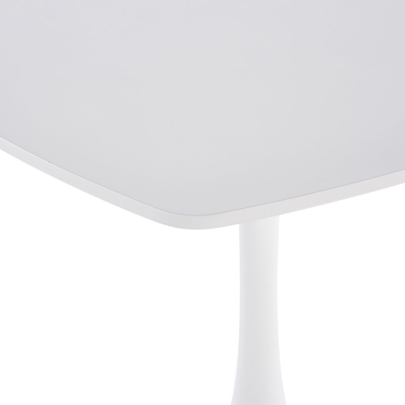 Square Dining Table with Metal Pedestal, White, 28.93" H x 23.62" L x 23.62" W, White