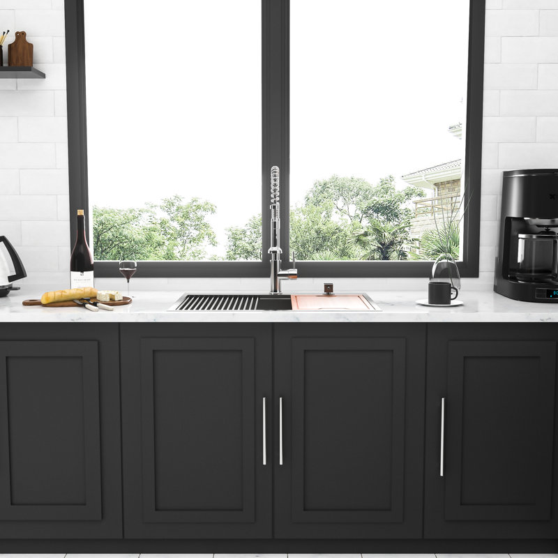 Évier de cuisine en acier inoxydable de 30 po, cuve simple, station de travail encastrée, matériau rouillé, 5 accessoires personnalisés, bonde décalée pour le rangement, bonde insonorisante en forme de X, preuve