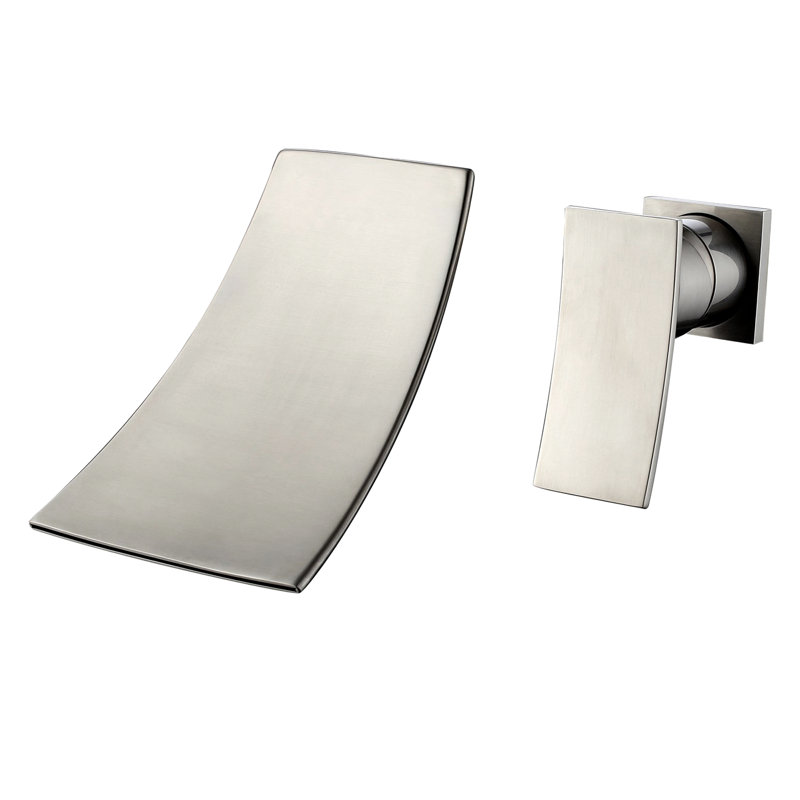 Sumerain Modern Wall-Mount Waterfall Bathtub Faucet, Single Handle Bathtub Faucet with Adjustable Spout, Brushed Nickel
