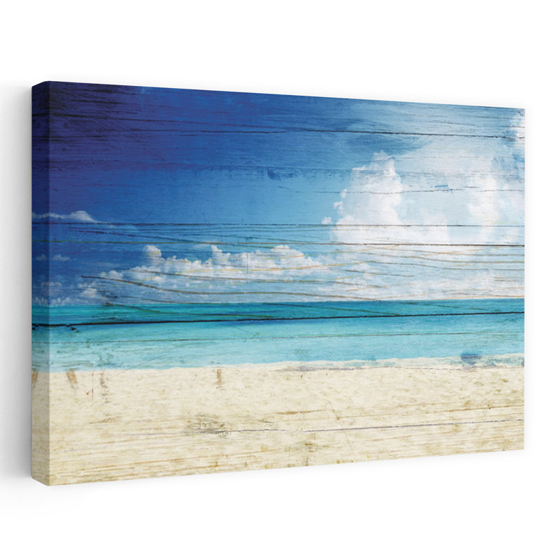 Plage rustique I, art côtier abstrait, H 32 po x l 48 po