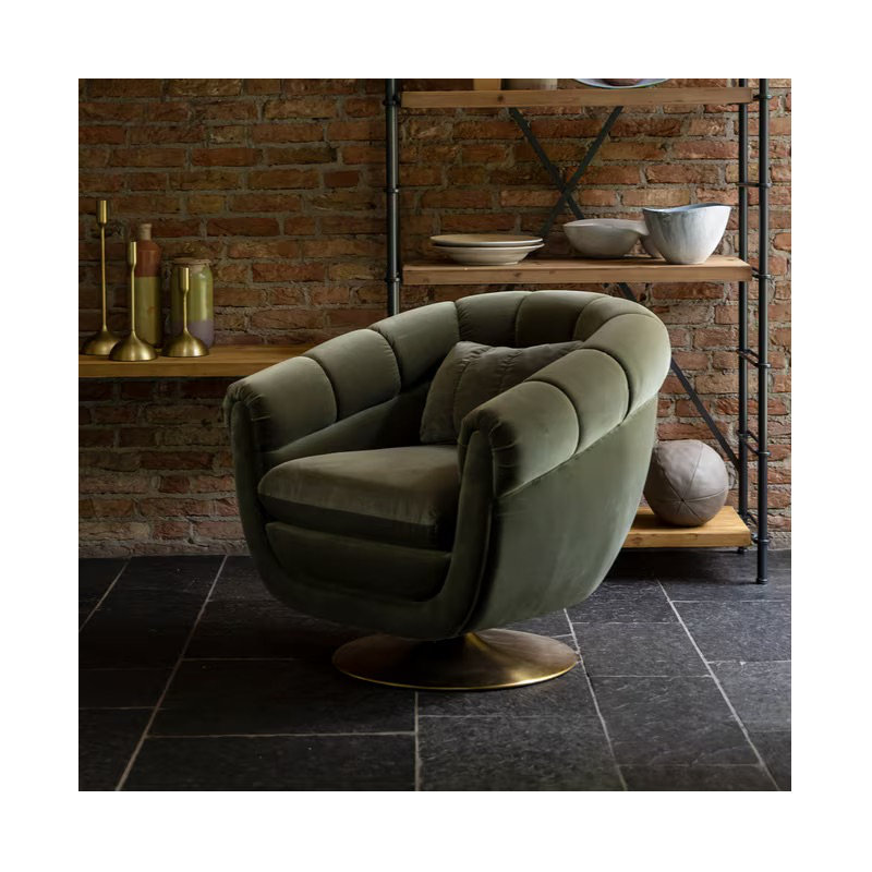 Member Swivel Lounge Chair, Green Cotton Blend