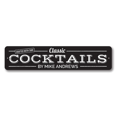 Classic Cocktails Aluminum Sign