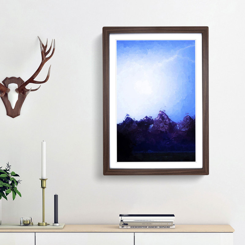 Lightning over Grand Teton in Abstract - Picture Frame Graphic Art Print, Walnut Framed, 87cm H x 62cm W x 2cm D