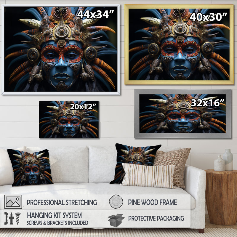 «Christaphor African Tribes Mende Mask II», reproduction sur toile, Cadre simple argenté, H 24 po x l 32 po x P 1 po