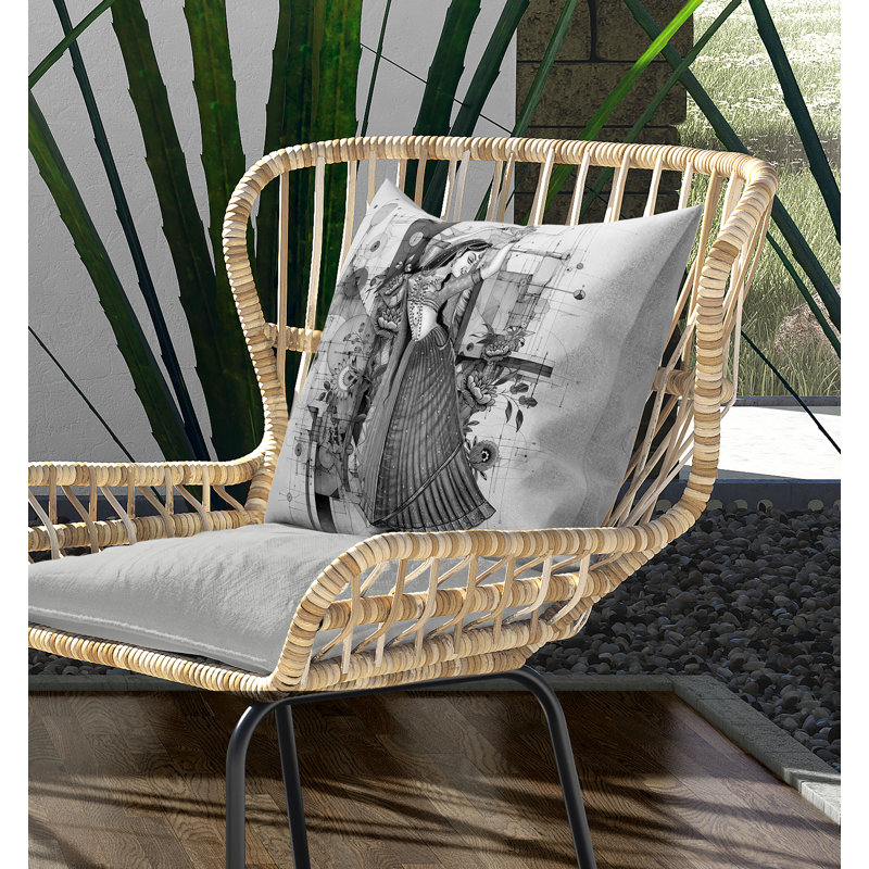 Coussin en suède gracieux avec housse amovible, Gris, H 16 po x l 16 po