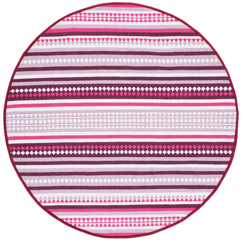 Montauk Hand Woven Cotton Striped Rug, Round 6'