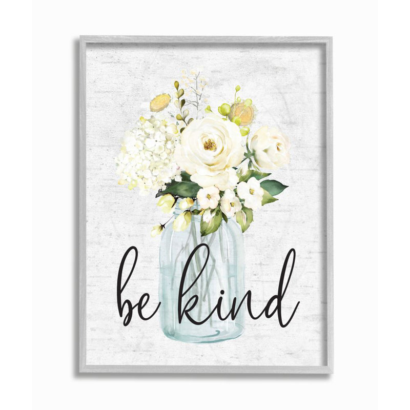 "Be kind soft Spring bouquet" par lettres et doublé-impression d’art graphique, Estampe numérique Farmhouse