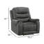 Fauteuil inclinable manuel Oby, dossier surpiqué, microfibre gris foncé
