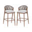 Tabourets de bar d'extérieur à structure en aluminium à hauteur de siège de 30,25 po avec dossier en forme de feston en rotin Pe, ensemble de 2-655242432-655242494