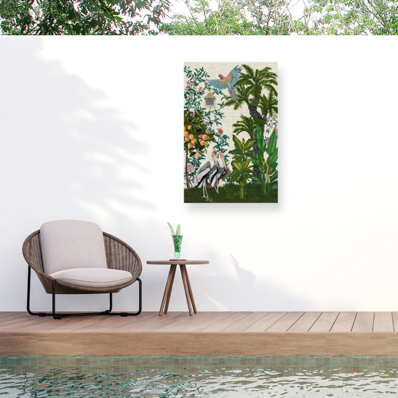Toile d'extérieur «Paradis Chinoiserie II» par Naomi Mccavitt, H 32 po x l 22 po x P 1,5 po