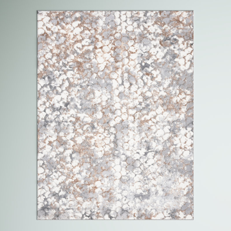 Esterley Abstract Area Rug in Ivory/Gray, Rectangle 9' x 12'