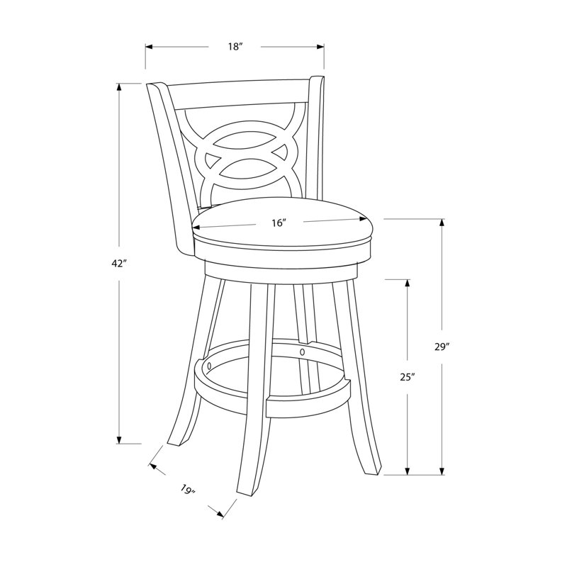 Tabouret de bar Robicheaux, pivotant, hauteur de comptoir, cuisine, bois, similicuir, brun, noir