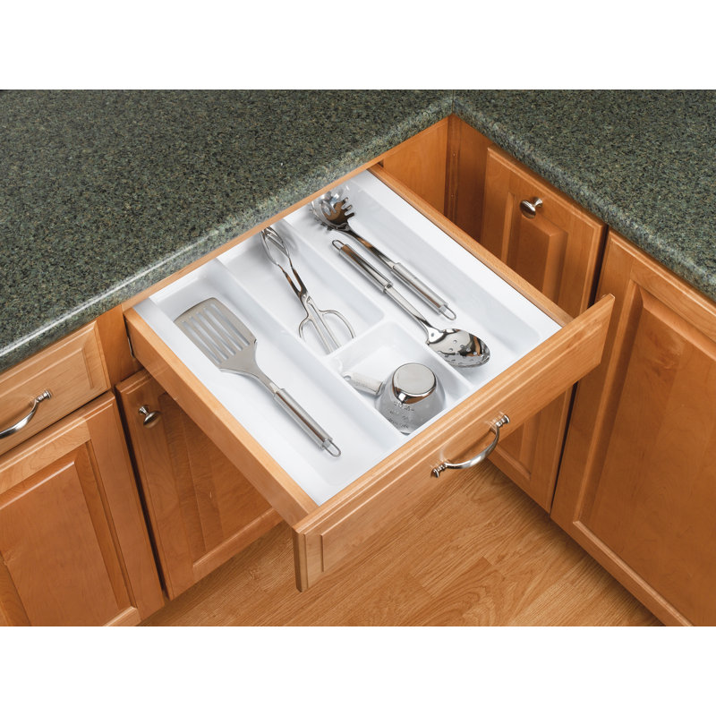 Rev-A-Shelf GUT-18W-52 Plastic Compartment Utility Tray Insert Organizer, White, 2.38" H x 17.5" W x 21.25" D