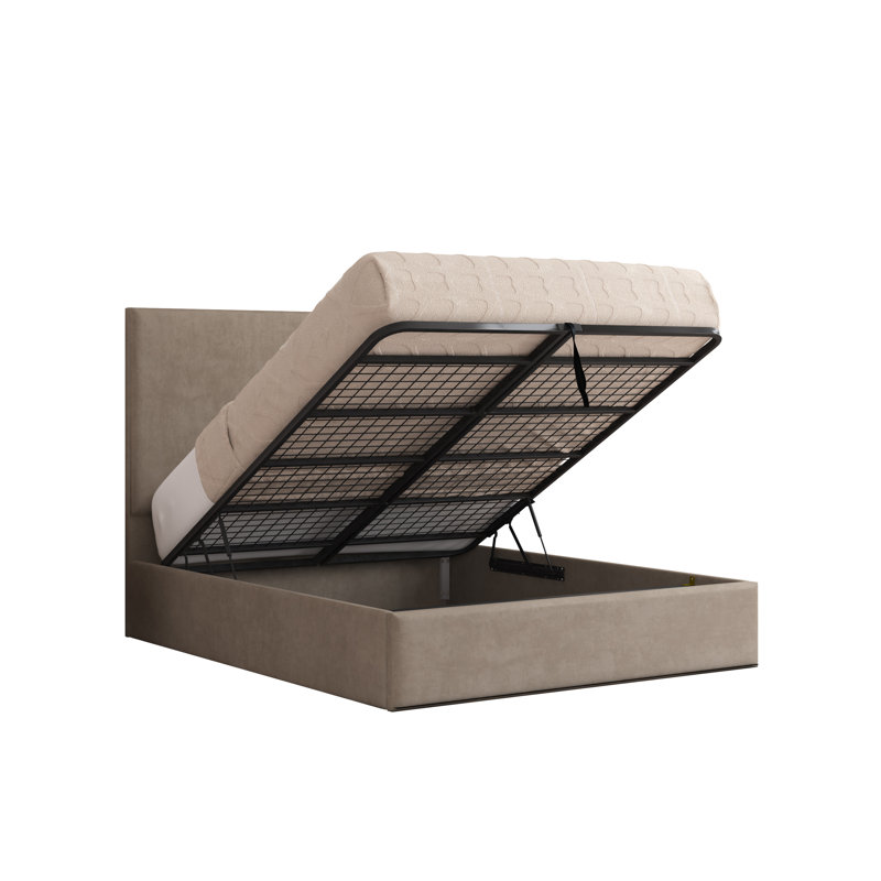 Bibian Upholstered Ottoman Storage Bed, Double (4'6), Coffee