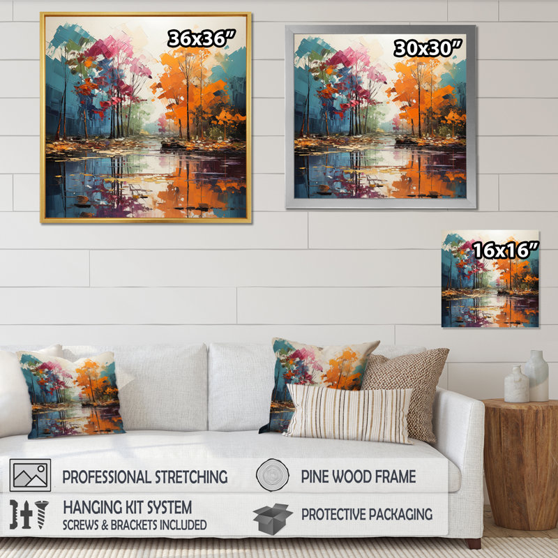 " Yellow Pink Neo Primal Forest Collage ", White Floater Framed, 30" H x 30" W