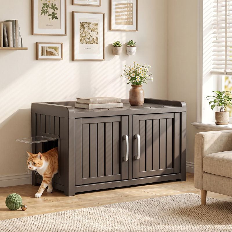 Armoire pour chat avec litière 31,97 "toutes saisons à double porte, Gray