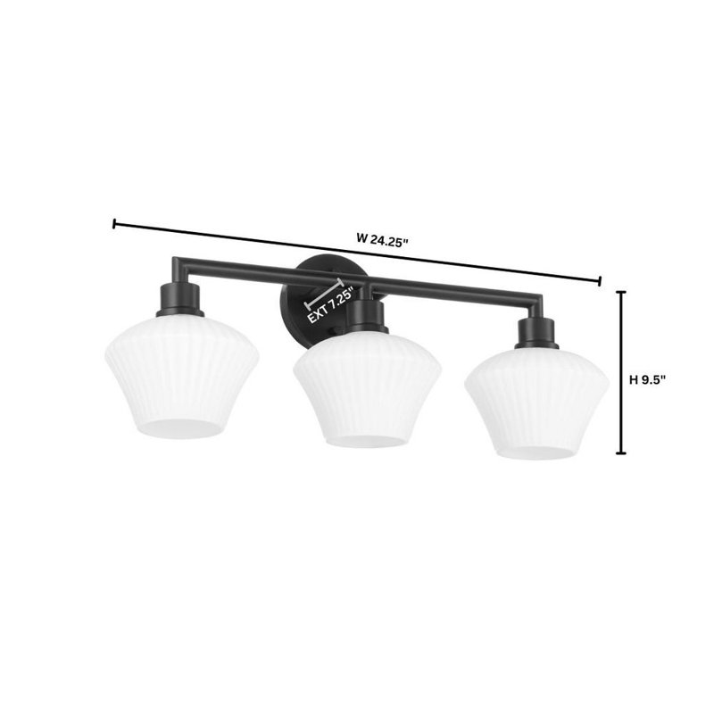 Éclairage pour meuble-lavabo à 3 lumières Monsita, Matte Black
