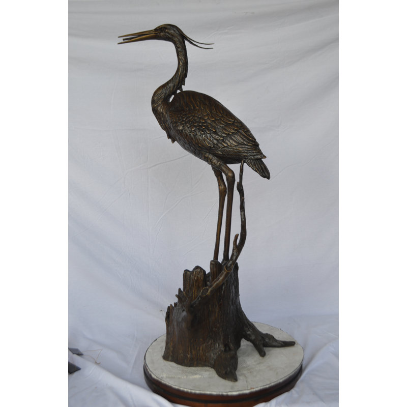 Copper and Metal Great Heron Perched Fountain