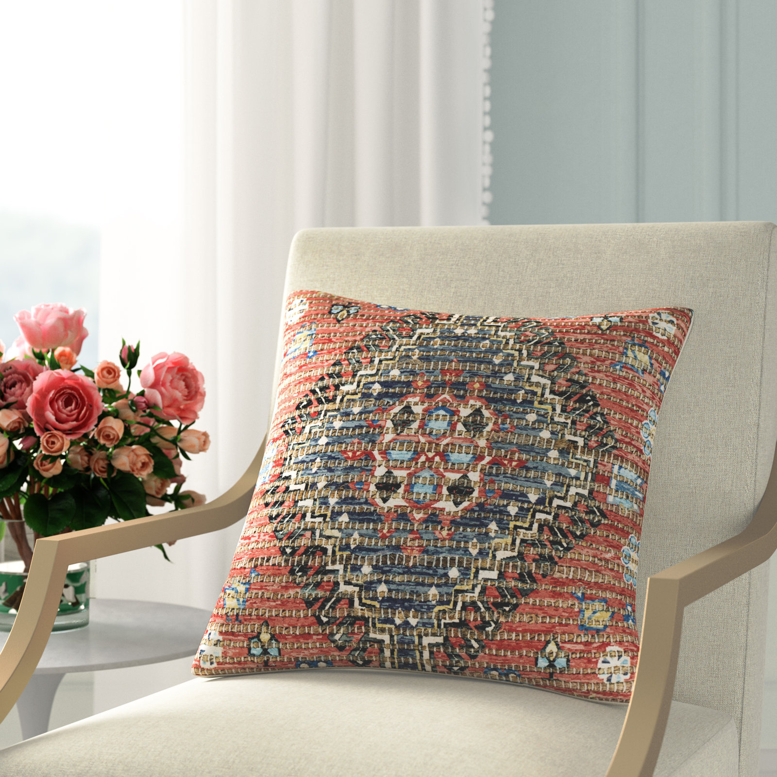 Vince Geometric Jute Blend Throw Pillow, Polyester/Polyfill