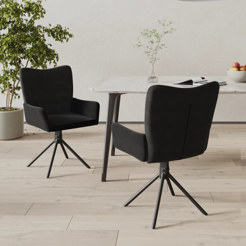 Chaise de salle à manger pivotante 2 pièces Samarth, Noir