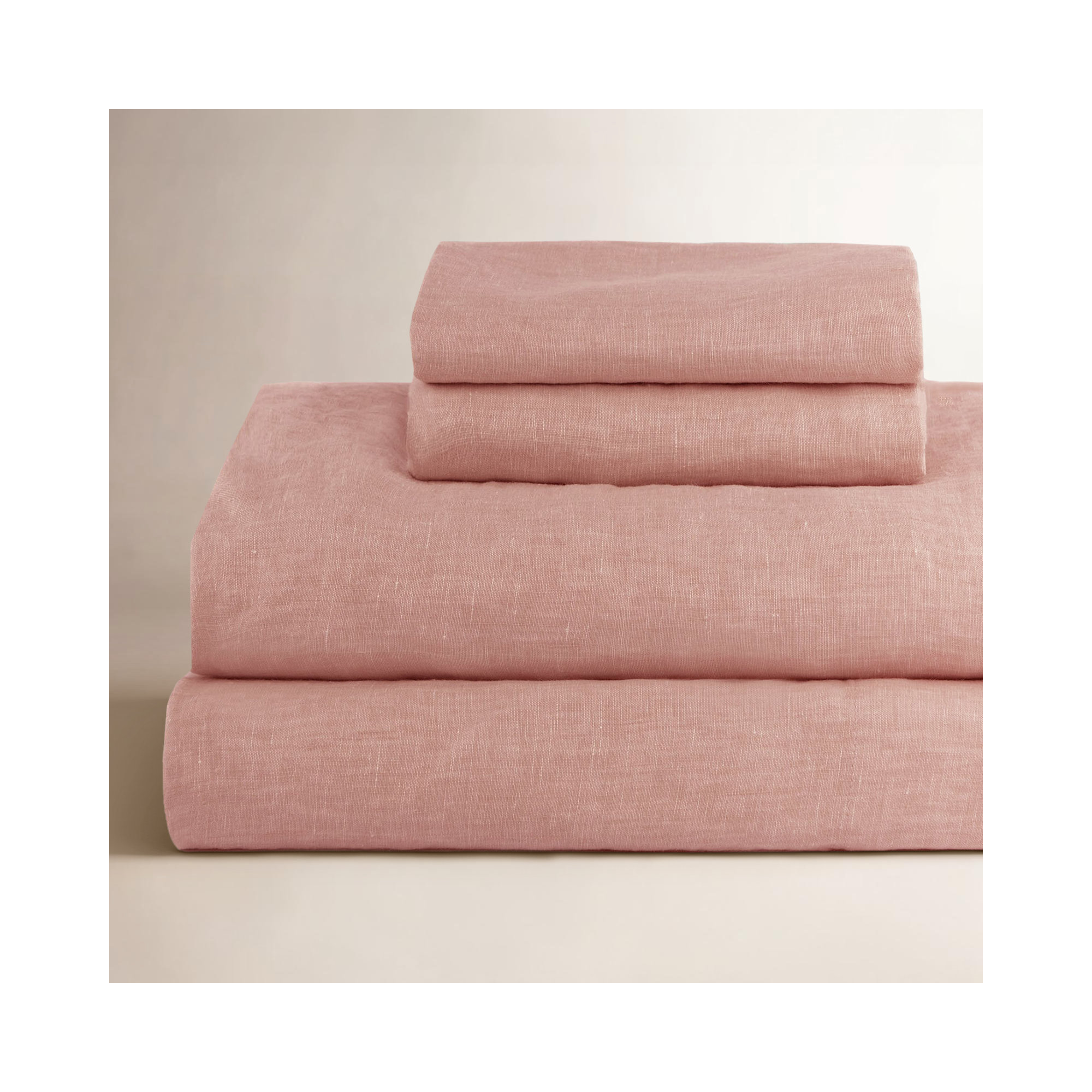 100% French Linen Sheet Set, Twin XL Sheet Set with 1 Pillowcase, Clay