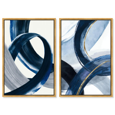 Indigo Swirl, reproduction d'art sur toile par Art Remedy, cadre doré, 10 x 15