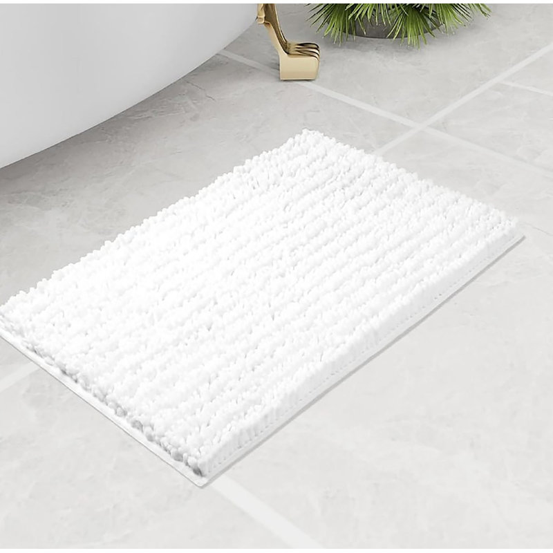 Tapis pour salle de bain en chenille moelleux et moelleux, Blanc, 30" L x 20" W