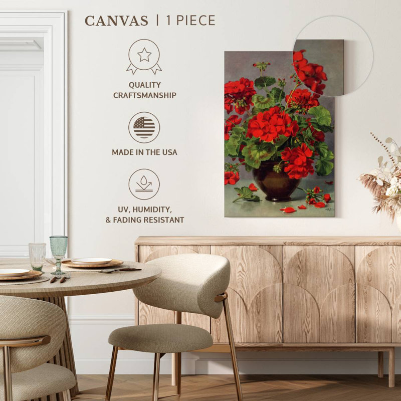 Harnek Geranium In An Earthenware Vase, 24" H x 16" W