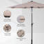 Parasol solaire 10 pi avec manivelle et lumières DEL, beige