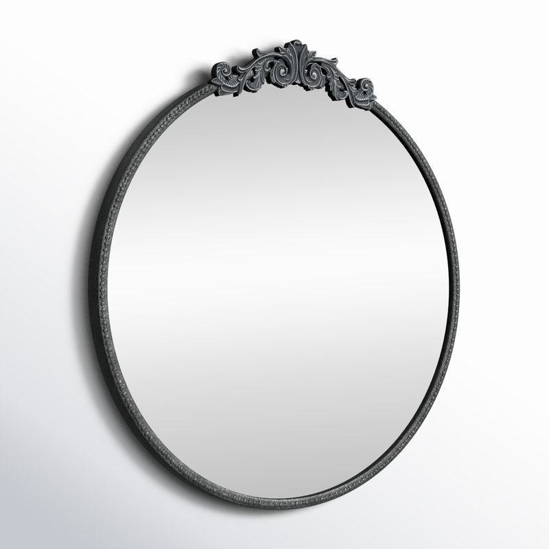 Round Mirror,Wall Mirror,Living Room Mirror,Bedroom Mirror, 32" x 30", Black