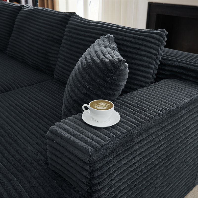 Canapé modulaire Boneless 103 po Cloud, Orienté à gauche (vu de face), Velours côtelé vert