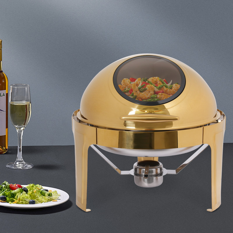 16.9QT Round Buffet Warmer Chafing Dish With Visible Glass Lid