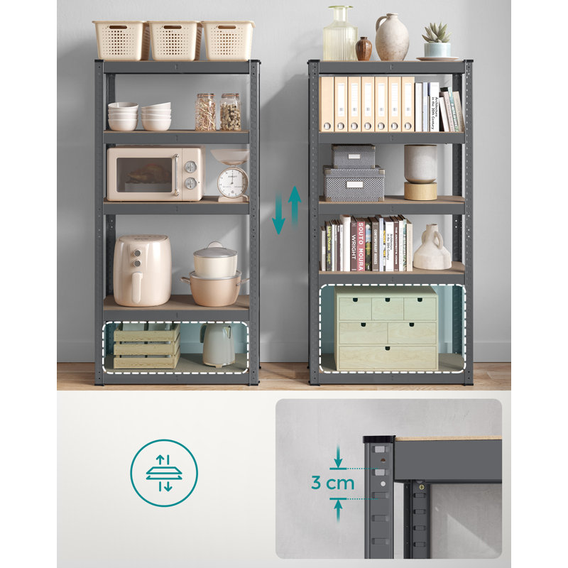 90cm W Steel Shelving Unit, Grey