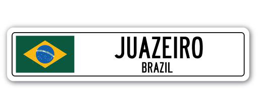 Plaque de rue Juazeiro, drapeau du Brésil en aluminium, H 4 po x l 18 po x P 1 po