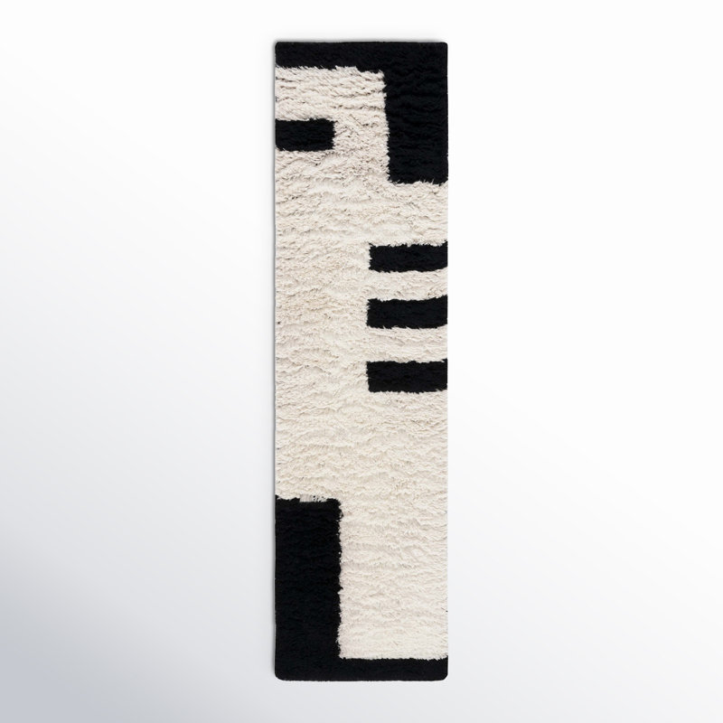Tapis noir / ivoire Beaufort, Tapis de couloir 2 pi 3 po x 9 pi