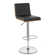Mcmillon Swivel Adjustable Height Bar Stool with Pedestal Base in Faux Leather, Chrome, Walnut Wood