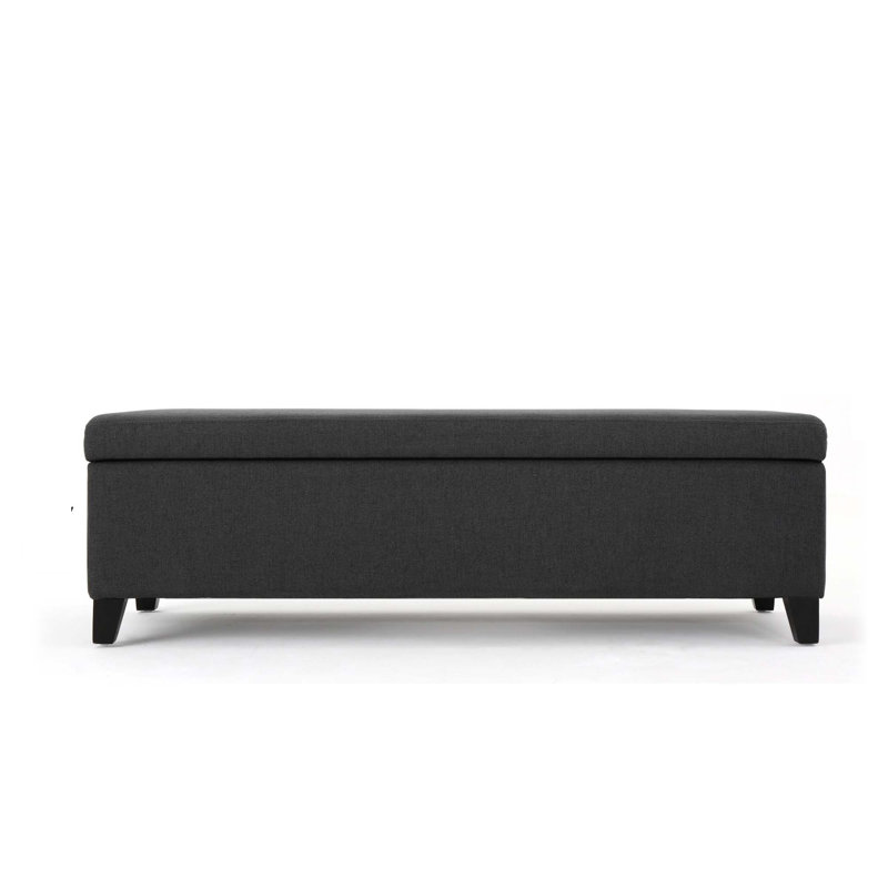 Faux Leather Upholstered Storage Bench, Dark Gray